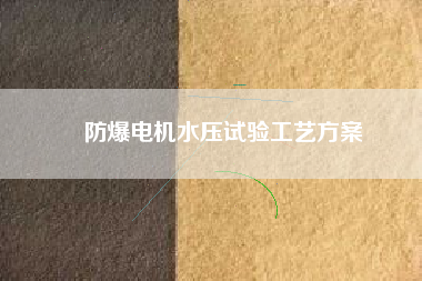 防爆電機水壓試驗工藝方案